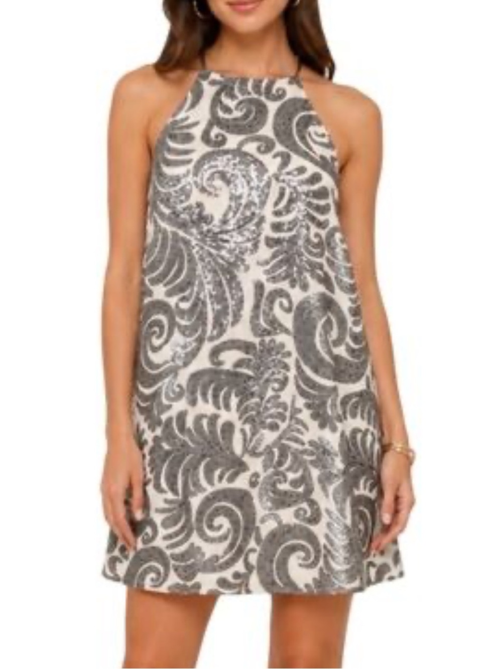 Show Me Your Mumu Gomez Silver & White Sequin Mini Dress size XS